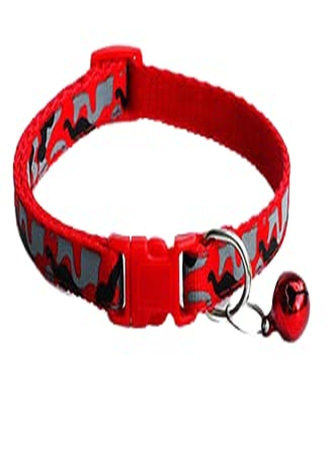 Pet Guard Cat Cute Printed Dog Puppy Cat Kitten Pet Collar Adjustable Necklace with Bell, Cat Accessories Collar for Cat (1Pcs Red Color) - Image 3